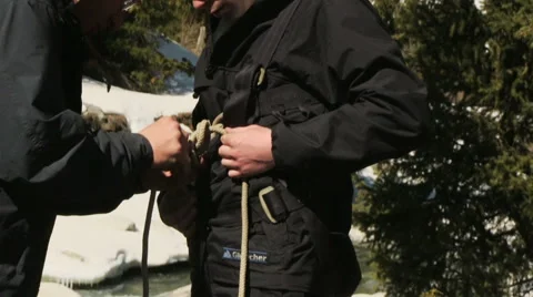 Climber checks equipment Stock Footage 59538881