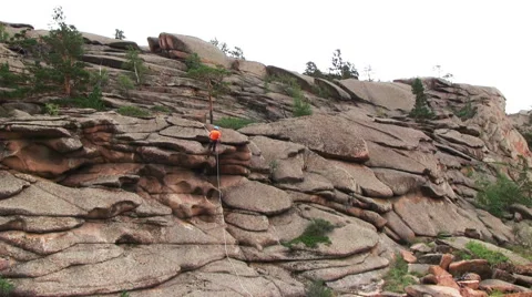 Climber On The Cliff Stock Footage 54601567