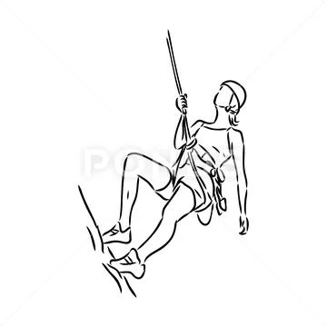 Climber climbing a cliff, rock climber vector sketch Illustration #205592564