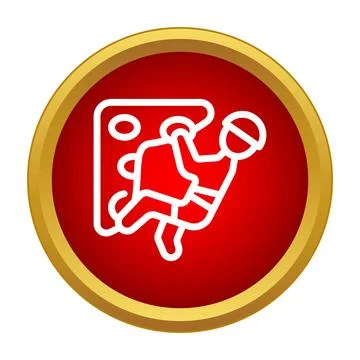 Climber on a climbing wall icon red circle Stock Illustration