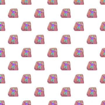 Climber on a climbing wall seamless pattern Stock Illustration