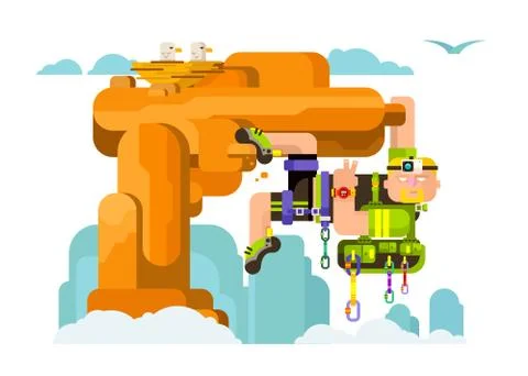 Climber climbs the mountain Stock Illustration