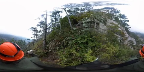 Climber coming down the mountain, 360 degree camera Stock Footage 104043373