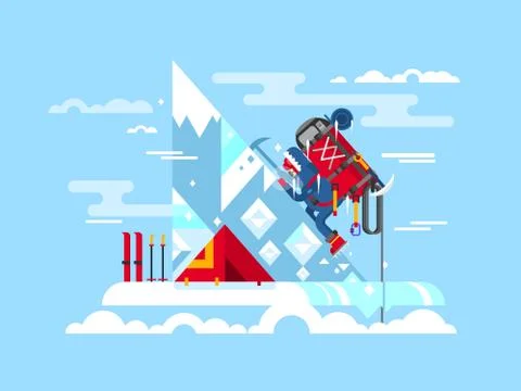 Climber conquers the summit Illustrazione stock