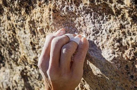 Climber crimp grip Stock Photos