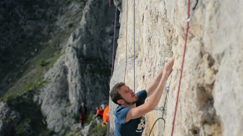 Climber crowded crag close Stock Footage 37798713