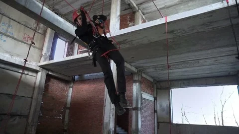 Climber descending Stock Footage 76315538