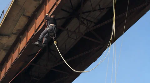 Climber descends Stock Footage 38041575