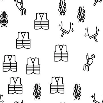 Climber Equipment Vector Seamless Pattern 스톡 일러스트