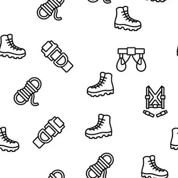 Climber Equipment Vector Seamless Pattern Stock Illustration