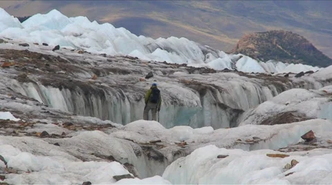 Climber Exploring on Glacier HD Stock Footage 40713210