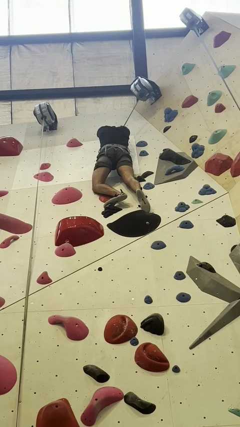 Climber finishing the route Stock Footage 345829332