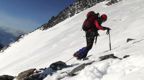 Climber go to the mountain Stock Footage 58610791