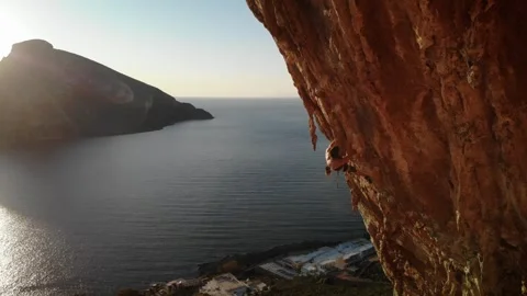 Climber in Kalymnos at sunset Stock Footage 271616006