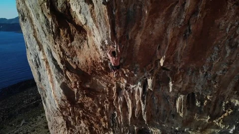 Climber in Kalymnos at sunset Stock Footage 272202119