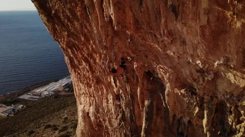 Climber in Kalymnos at sunset 스톡 동영상 272287751