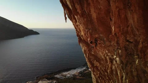 Climber in Kalymnos at sunset 스톡 동영상 272409665