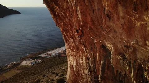 Climber in Kalymnos at sunset Stock Footage 272706265