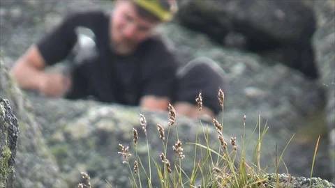 Climber knocks a hammer Stock Footage 83696853