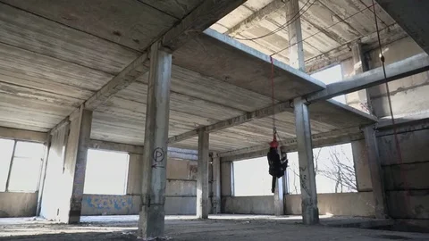 Climber making knots Stock Footage 76315931