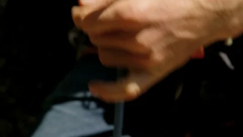 Climber making safety node climbing Mt Habrich Canada Stock Footage 80043924