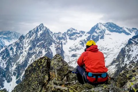 Climber in the mountains Stock Photos