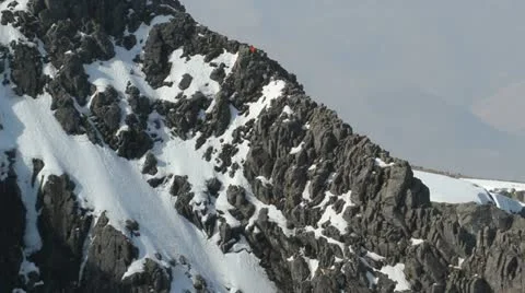 Climber on north face of Ben Nevis Scotland Stock Footage 10859147