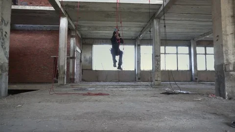 Climber passing knots Stock Footage 76315326