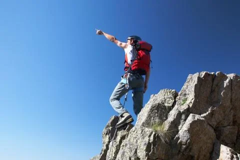Climber pointing Stock Photos