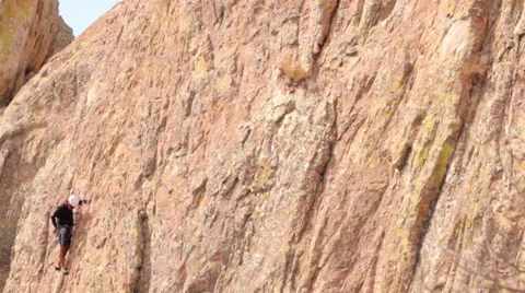 Climber practicing in a face of the Bernal rock. Stock Footage 60700866