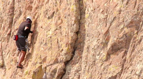 Climber practicing in a face of the Bernal rock. Stock Footage 60702280
