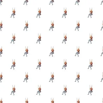 Climber rappelling down rope seamless pattern background イラスト素材