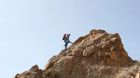 Climber to reach the summit Stock Footage 36757070