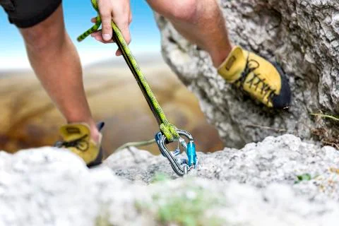 Climber reaching summit Stock Photos
