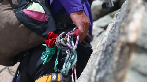 Climber on a rock face Stock Footage 55539540
