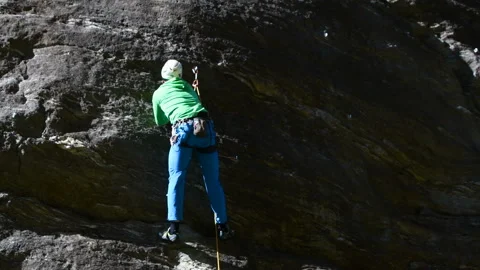 Climber on the rock Stock Footage 142598702