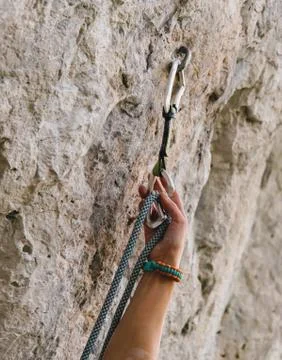 Climber with rope and quick-draw Stock Photos
