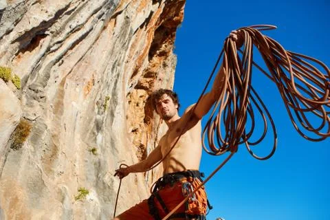 Climber with the rope Stock Photos