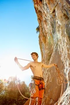 Climber with the rope Stock Photos