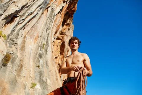 Climber with the rope Stock Photos