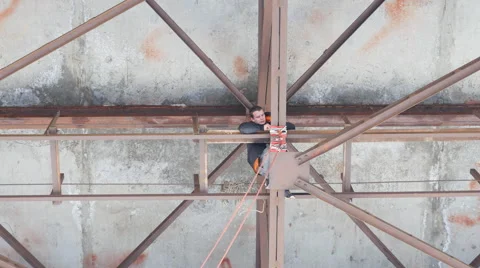 Climber spends rope holders in Stock Footage 60440130