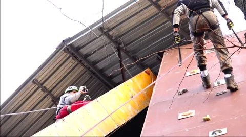 Climber successfully climbed the mountain training. Motivation. Stock Footage 69029531