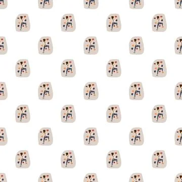 Climber training on bouldering wall seamless pattern Stock Illustration