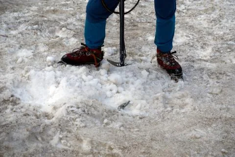 Climber at the training camp. Foto stock