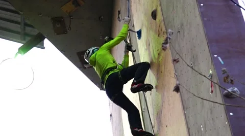 Climber on a training hill. Motivation. Stock Footage 69033422
