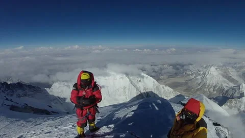 Climber trekking on the Hillary Step of Mount Everest Stock Footage 331263979