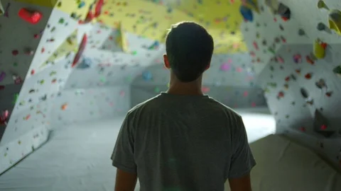 Climber walks to climbing wall Stock Footage 101305717