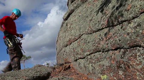 Climber On The Wall Stock Footage 53193658
