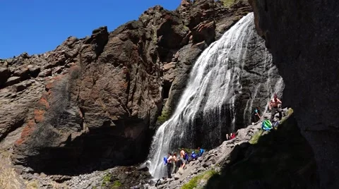 Climbers are preparing to climb Mount Elbrus Stock Footage 63155354