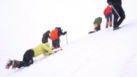 Climbers are trained properly to fall off the mountain. Success. Motivation. Stock Footage 69099784